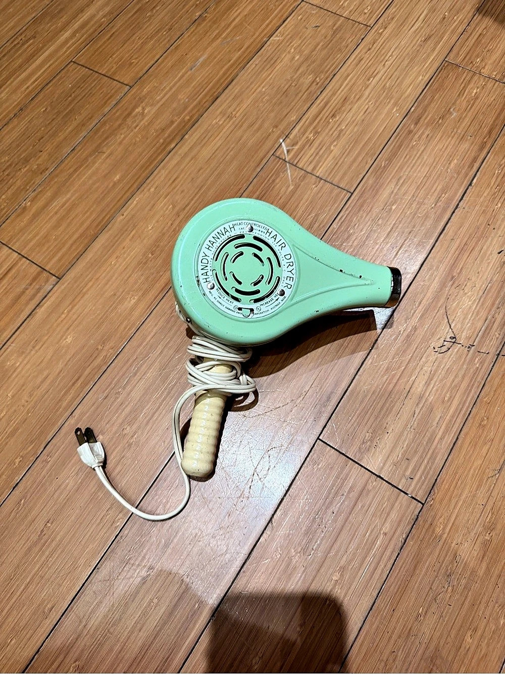 Vintage Handy Hannah Electric Hair Dryer Green & White